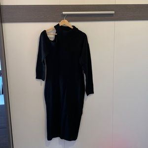 Cold shoulder sweater dress in black